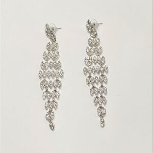 Silver-Plated Cubic Zirconia Chandelier Earrings